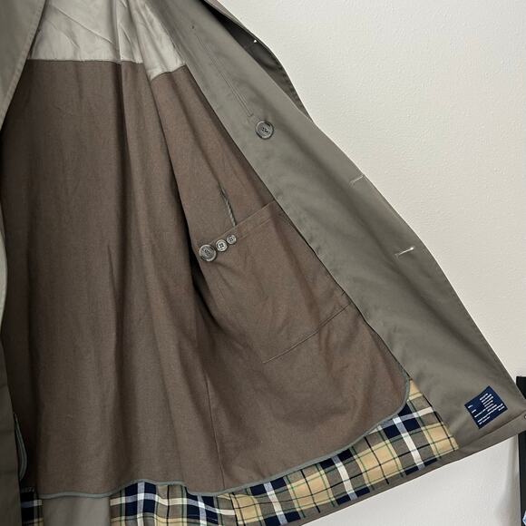 Vintage Perusal double Breasted Trench Coat zip Out wool Liner outdoor prep 44S - Picture 10 of 14